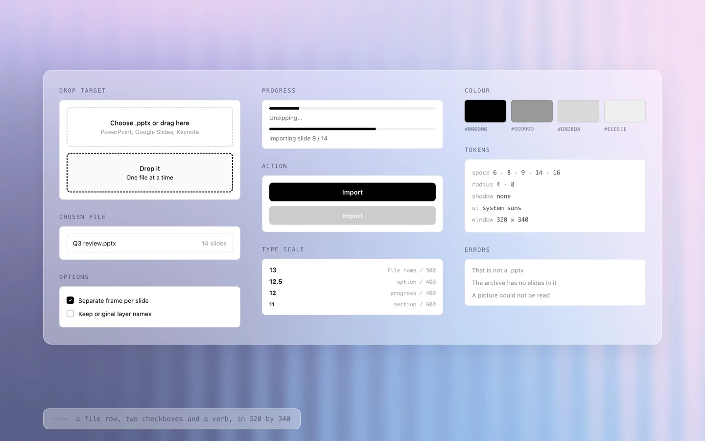A file row, two checkboxes and a verb